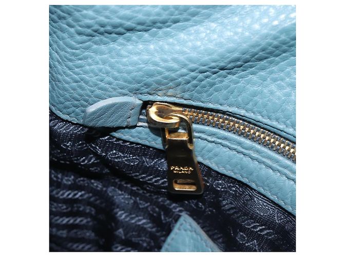 PRADA Tote Bag Leder Hellblau Gold - Ansicht 25