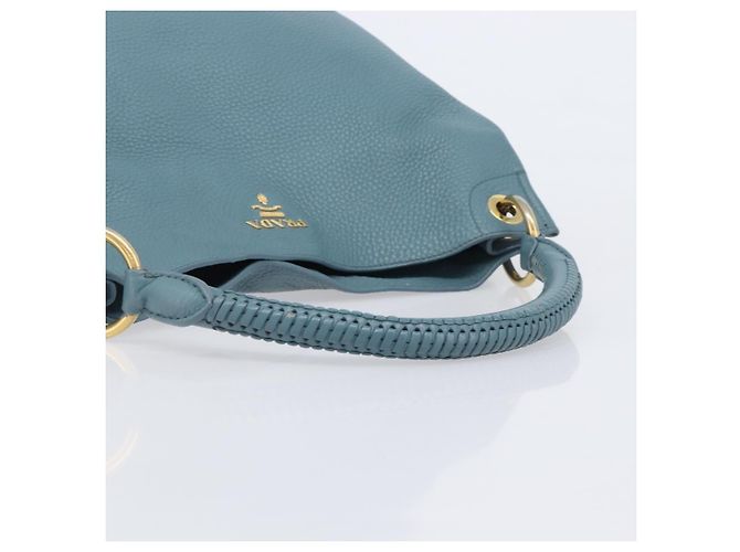 PRADA Tote Bag Leder Hellblau Gold - Ansicht 8