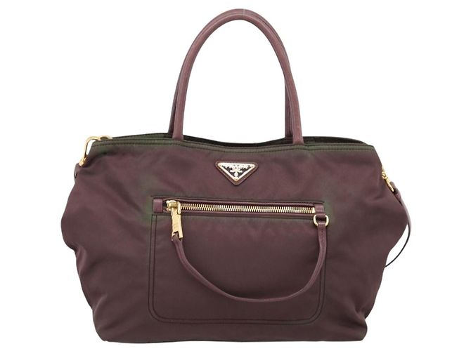 PRADA Tote Bag Nylon 2way Bordeaux Gold - Ansicht 13