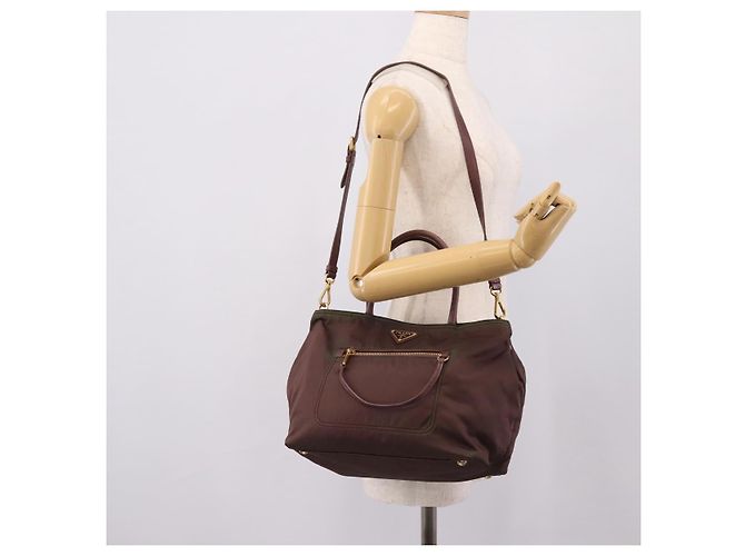 PRADA Tote Bag Nylon 2way Bordeaux Gold - Ansicht 27
