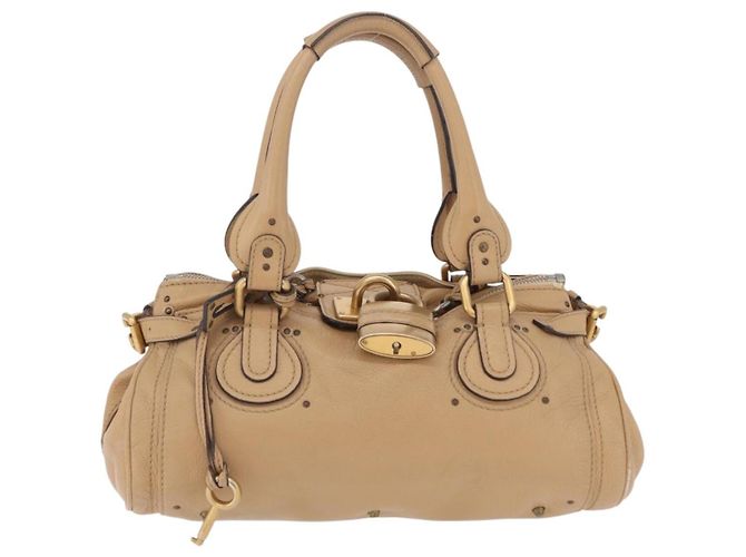 Chloé Chloe Paddington Hand Bag Leather Beige Gold Silver - vista 2