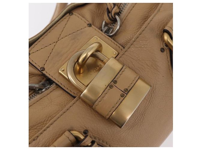 Chloé Chloe Paddington Hand Bag Leather Beige Gold Silver - vista 21