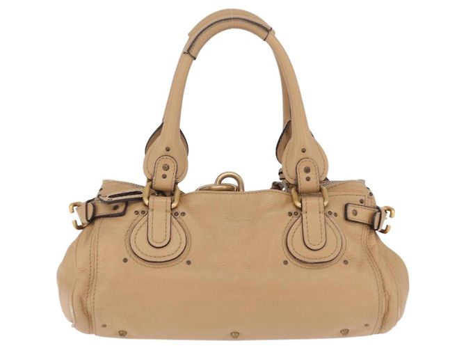 Chloé Chloe Paddington Hand Bag Leather Beige Gold Silver - vista 3