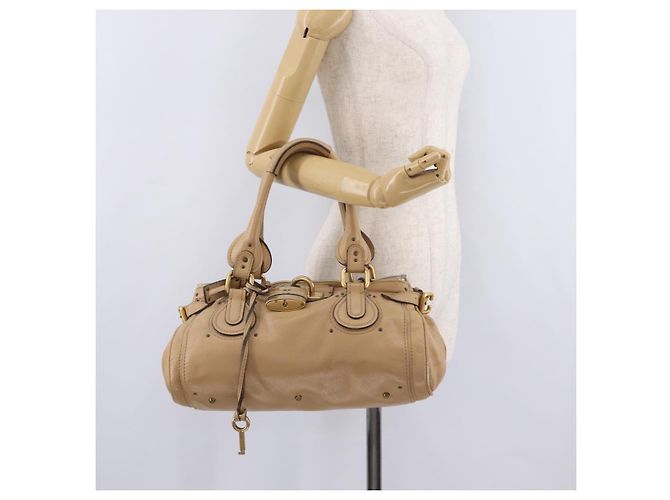 Chloé Chloe Paddington Hand Bag Leather Beige Gold Silver - vista 32