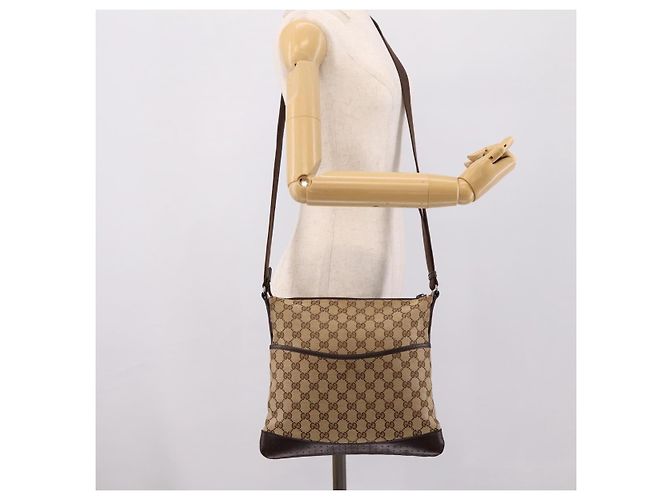 GUCCI GG Canvas Shoulder Bag Beige Silver 145857 - vista 25