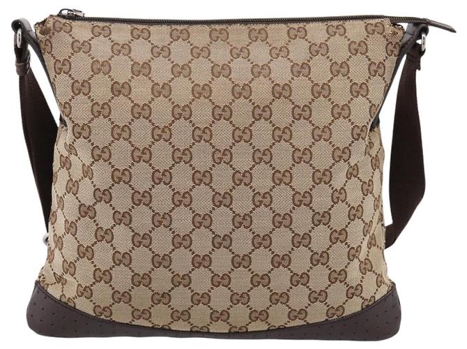 GUCCI GG Canvas Shoulder Bag Beige Silver 145857 - vista 3
