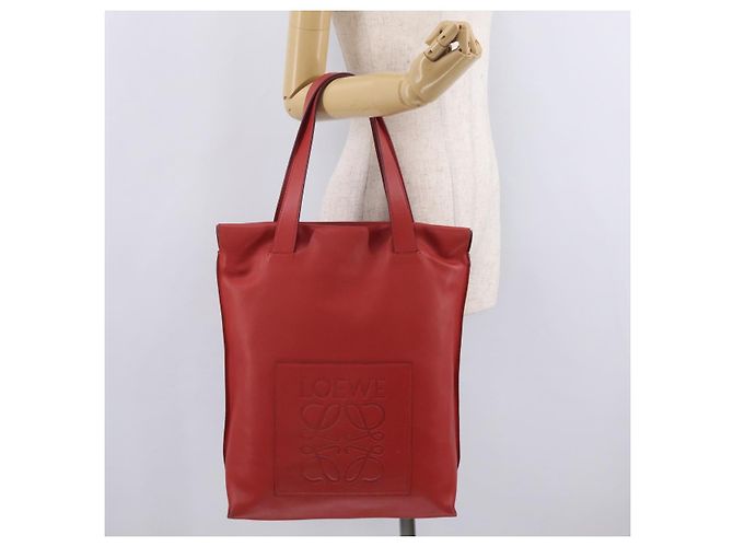 LOEWE Tote Bag Leather Red Silver - vista 25