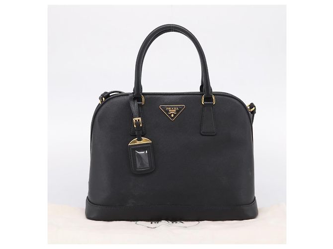PRADA Hand Bag Safiano Leather 2way Black Gold - vista 12
