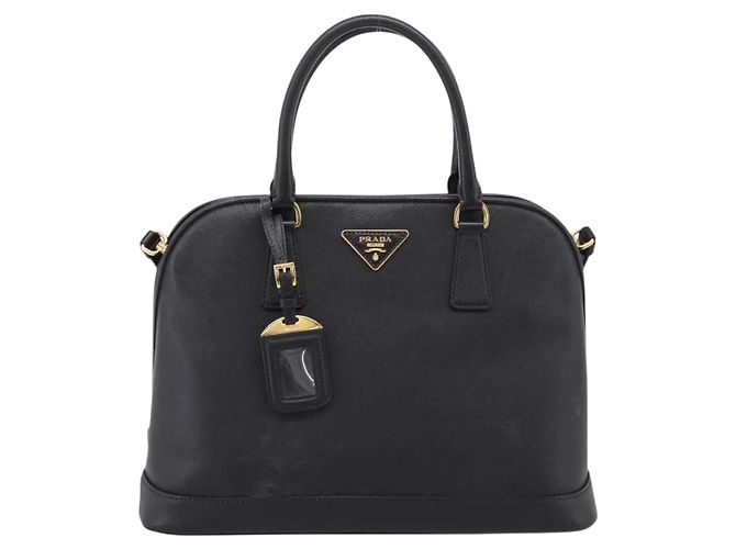 PRADA Hand Bag Safiano Leather 2way Black Gold - vista 13