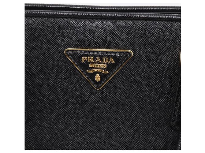 PRADA Hand Bag Safiano Leather 2way Black Gold - vista 21