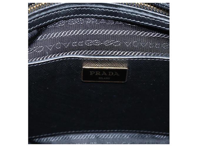 PRADA Hand Bag Safiano Leather 2way Black Gold - vista 22