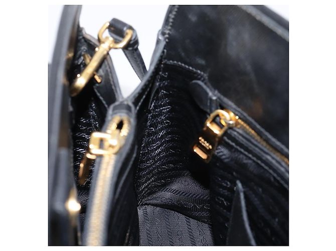 PRADA Hand Bag Safiano Leather 2way Black Gold - vista 24