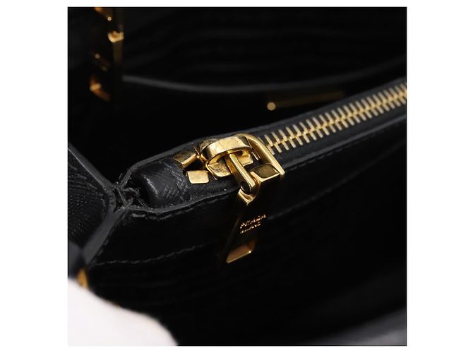 PRADA Hand Bag Safiano Leather 2way Black Gold - vista 27