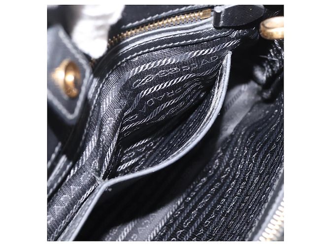 PRADA Hand Bag Safiano Leather 2way Black Gold - vista 30