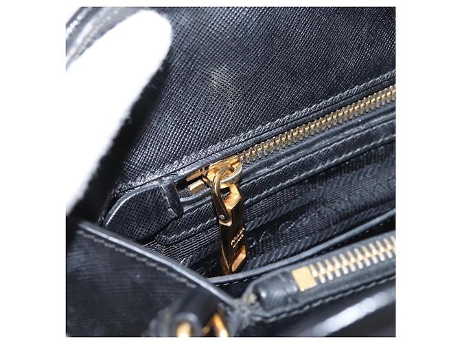 PRADA Hand Bag Safiano Leather 2way Black Gold - vista 31