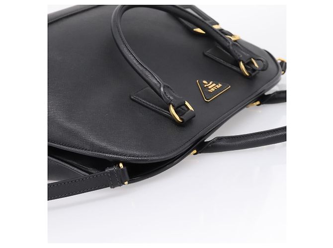 PRADA Hand Bag Safiano Leather 2way Black Gold - vista 6