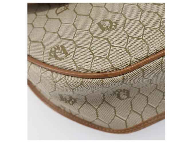 Christian Dior Honeycomb Canvas Shoulder Bag PVC Beige Gold - vista 12