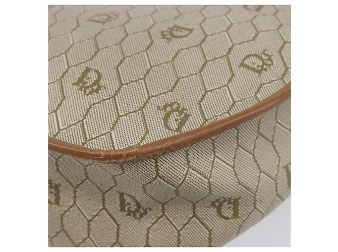 Christian Dior Honeycomb Canvas Shoulder Bag PVC Beige Gold - vista 13