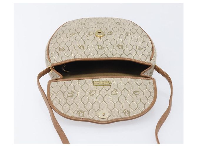 Christian Dior Honeycomb Canvas Shoulder Bag PVC Beige Gold - vista 17