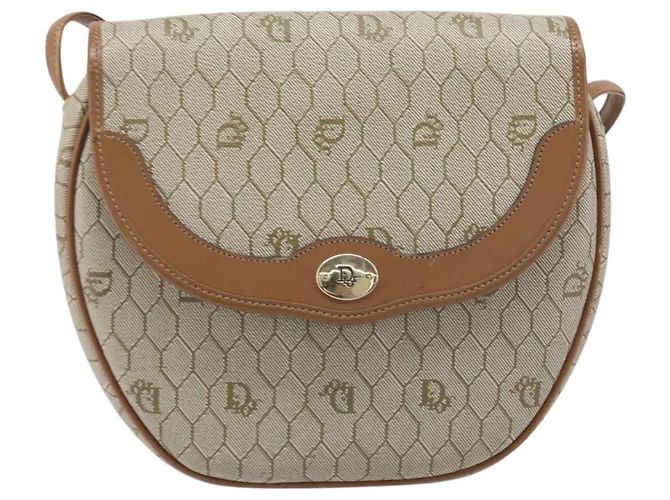 Christian Dior Honeycomb Canvas Shoulder Bag PVC Beige Gold - vista 2