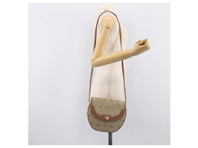 Christian Dior Honeycomb Canvas Shoulder Bag PVC Beige Gold - vista 25