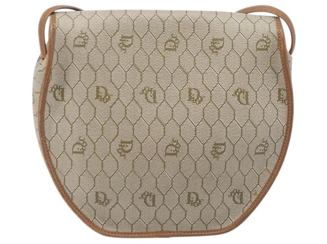 Christian Dior Honeycomb Canvas Shoulder Bag PVC Beige Gold - vista 3