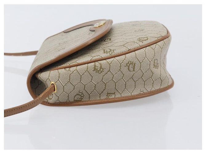 Christian Dior Honeycomb Canvas Shoulder Bag PVC Beige Gold - vista 5