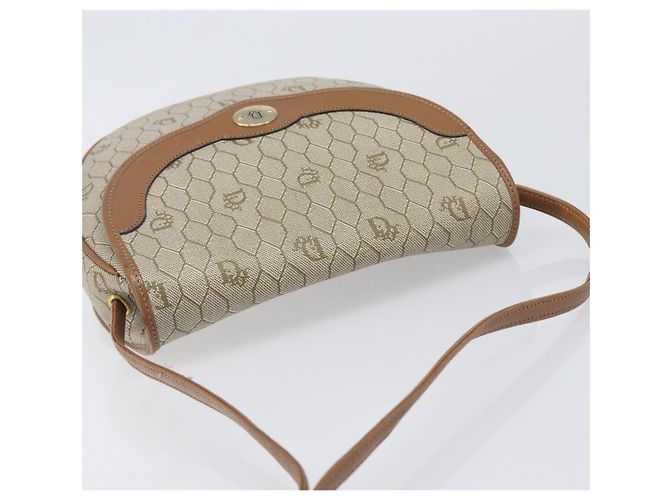 Christian Dior Honeycomb Canvas Shoulder Bag PVC Beige Gold - vista 6