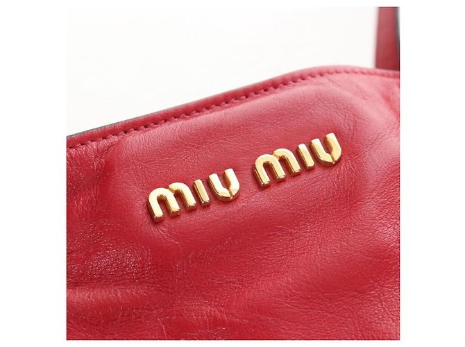 Miu Miu Tote Bag Leather 2way Red Gold - vista 21