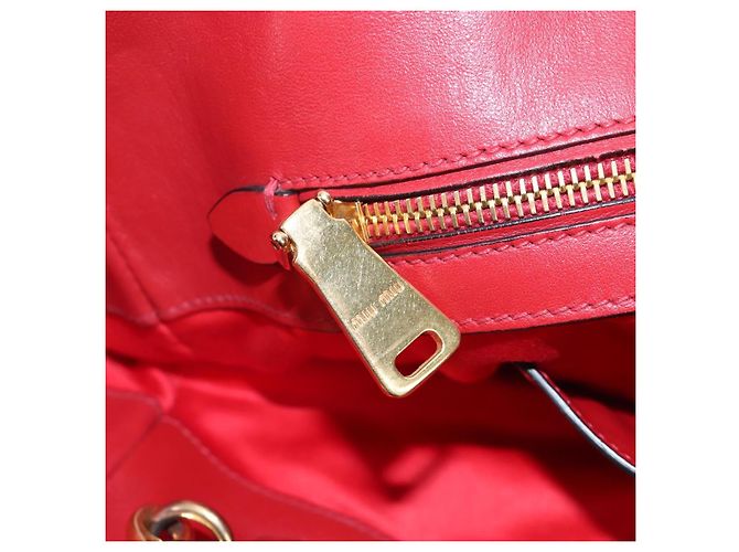Miu Miu Tote Bag Leather 2way Red Gold - vista 26