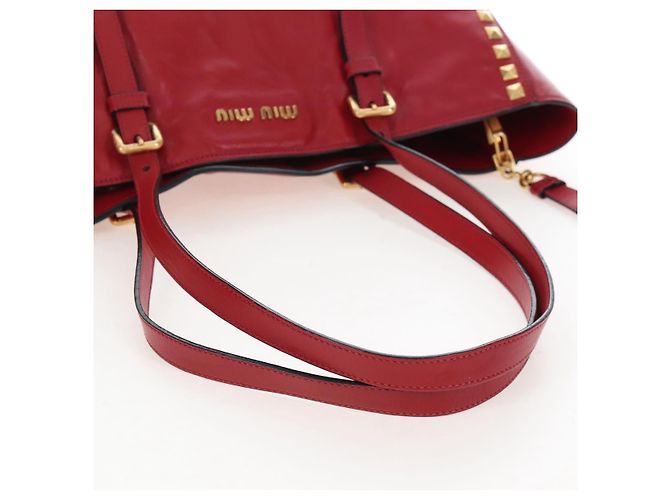 Miu Miu Tote Bag Leather 2way Red Gold - vista 6