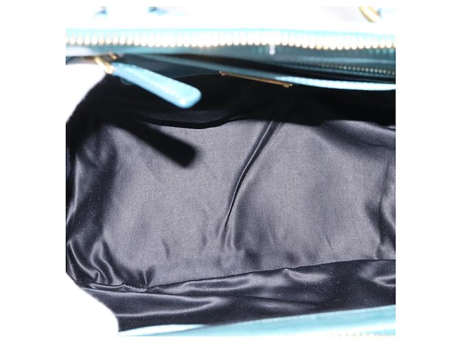 Miu Miu Matelasse Hand Bag Leather 2way Blue Gold - vista 10