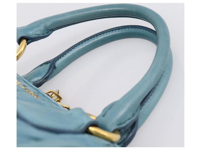 Miu Miu Matelasse Hand Bag Leather 2way Blue Gold - vista 15