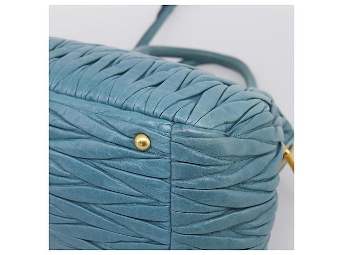 Miu Miu Matelasse Hand Bag Leather 2way Blue Gold - vista 17