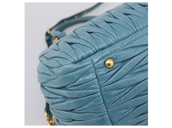 Miu Miu Matelasse Hand Bag Leather 2way Blue Gold - vista 18