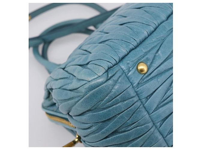 Miu Miu Matelasse Hand Bag Leather 2way Blue Gold - vista 20