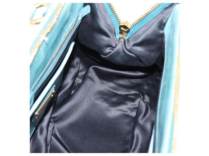 Miu Miu Matelasse Hand Bag Leather 2way Blue Gold - vista 24