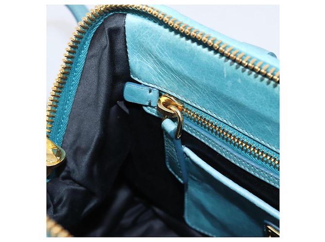 Miu Miu Matelasse Hand Bag Leather 2way Blue Gold - vista 26