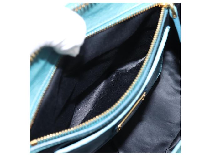 Miu Miu Matelasse Hand Bag Leather 2way Blue Gold - vista 27