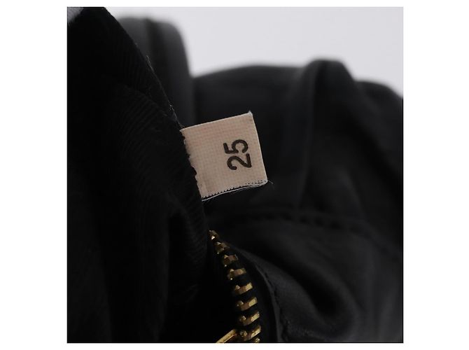 PRADA Side Ribbon Tote Bag Leather Black Gold - vista 12