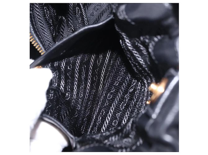 PRADA Side Ribbon Tote Bag Leather Black Gold - vista 26