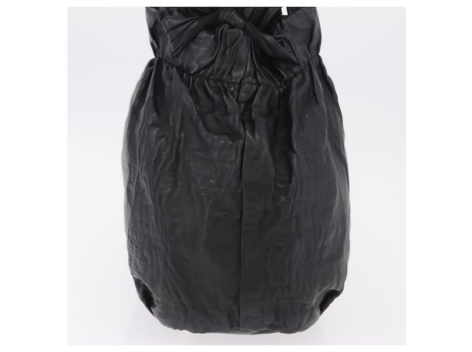 PRADA Side Ribbon Tote Bag Leather Black Gold - vista 6