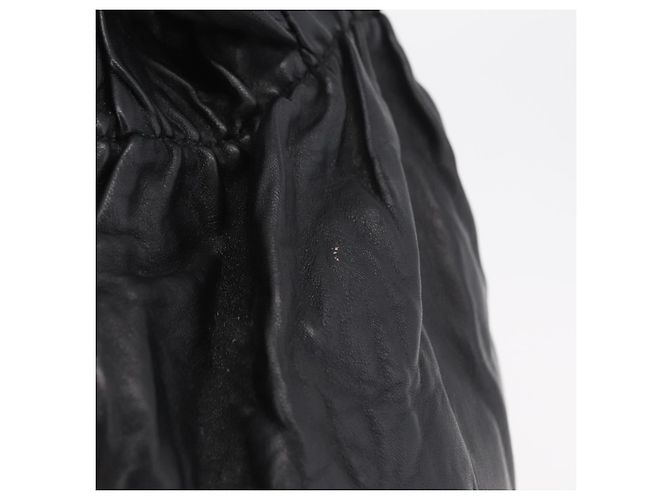 PRADA Side Ribbon Tote Bag Leather Black Gold - vista 8