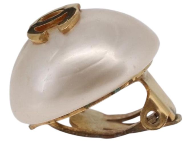 CHANEL Pearl Earring metal Gold CC - vista 13