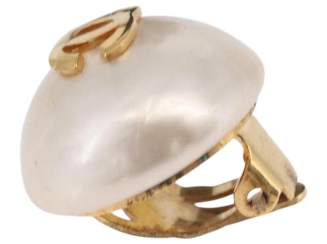 CHANEL Pearl Earring metal Gold CC - vista 7