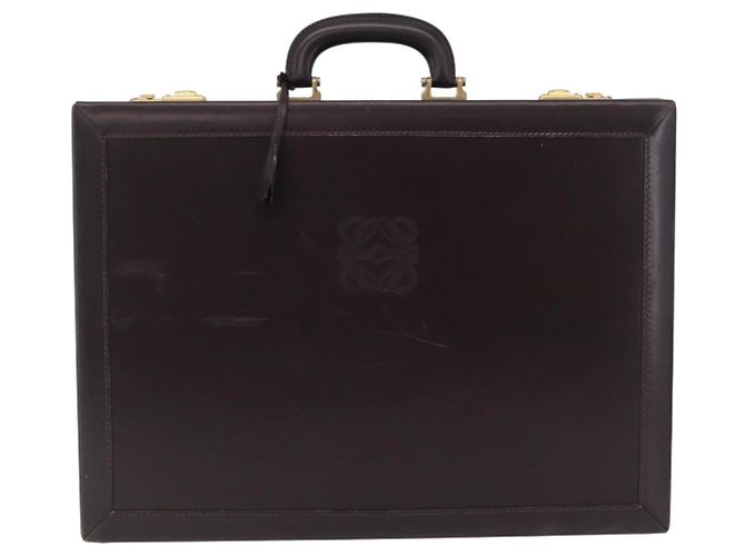 LOEWE Trunk Leather Dark Brown Gold Tone - vista 13