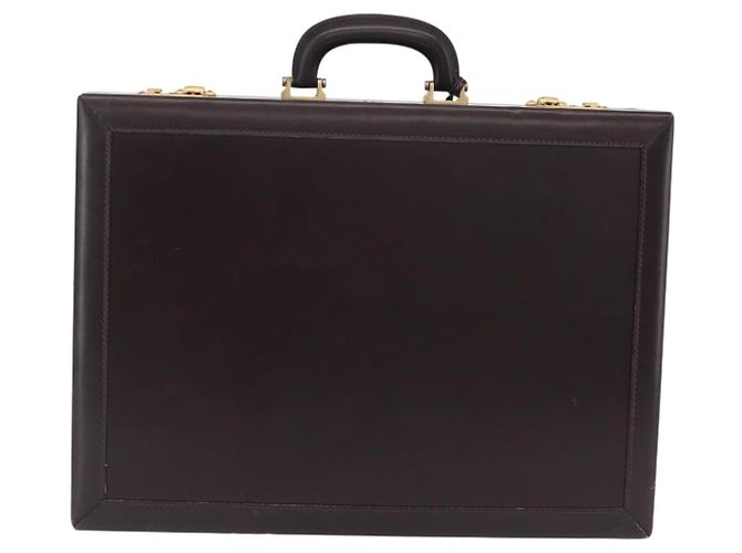 LOEWE Trunk Leather Dark Brown Gold Tone - vista 3