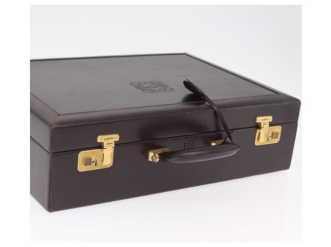 LOEWE Trunk Leather Dark Brown Gold Tone - vista 9