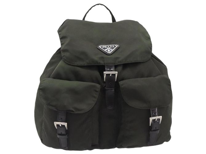 PRADA Mochila Nylon Khaki Silver - vista 13