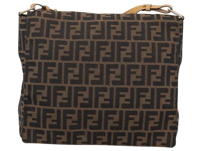 FENDI Zucca Canvas Shoulder Bag Brown Black - vista 13